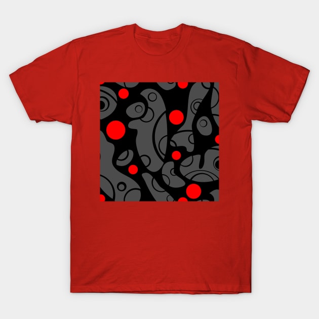 Whale Sonics Grey and Red on Black T-Shirt by ArtticArlo